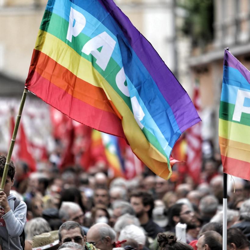 Een betoging voor vrede.