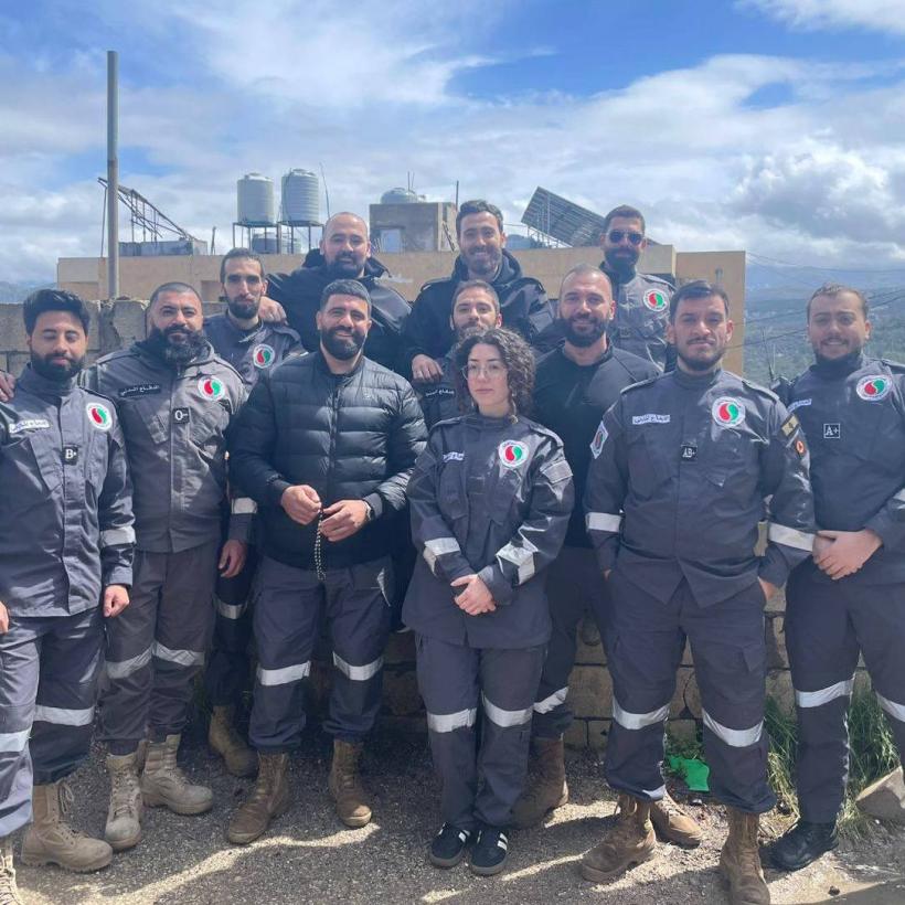 Groep hulverleners van het Secours Populaire Libanais