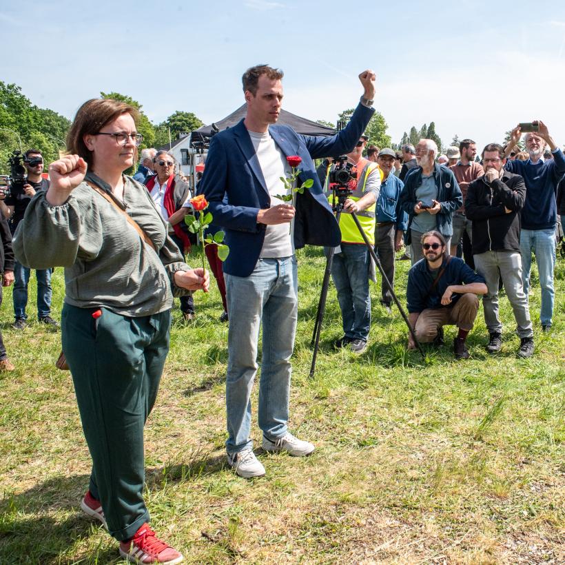 Jos D'Haese en Maartje De Vries bij de herdenking in Fort Breendonk op 10 mei 2026
