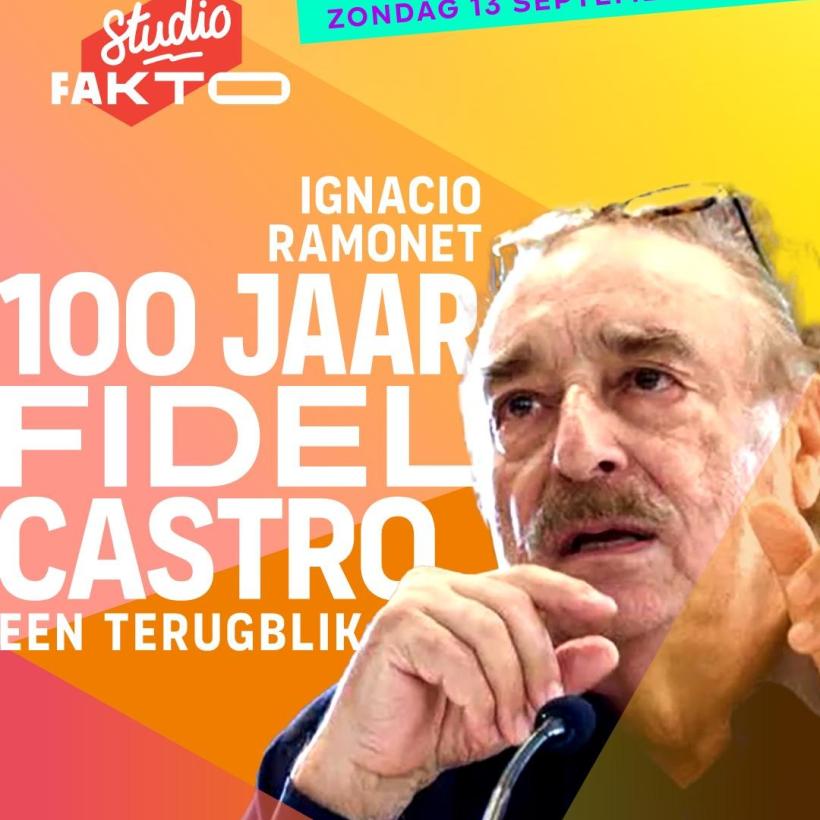 visual van Studio Fakto met de aankondiging van het gesprek met Ignacio Ramonet op ManiFiesta 2026