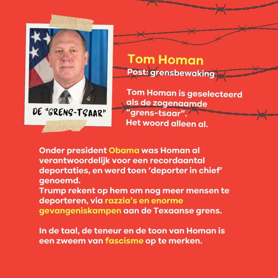 Slide 11 regering-Trump: Tom Homan Post: grensbewaking  Tom Homan is geselecteerd als de zogenaamde “grens-tsaar”. Het woord alleen al...