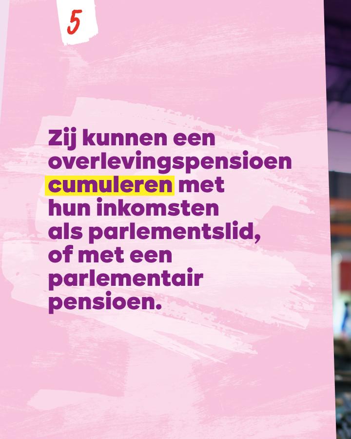 beeld 6: 5 - Zij kunnen een overlevingspensioen cumuleren met hun inkomsten als parlementslid of met een parlementair pensioen.
