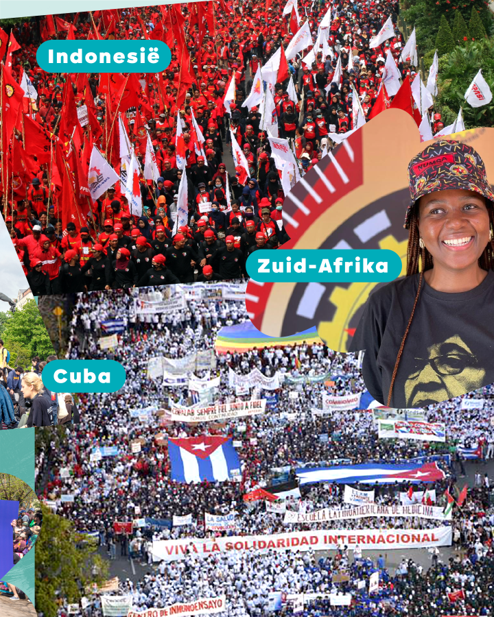 Foto's van 1 mei in Indonesië, Zuid-Afrika en Cuba. 