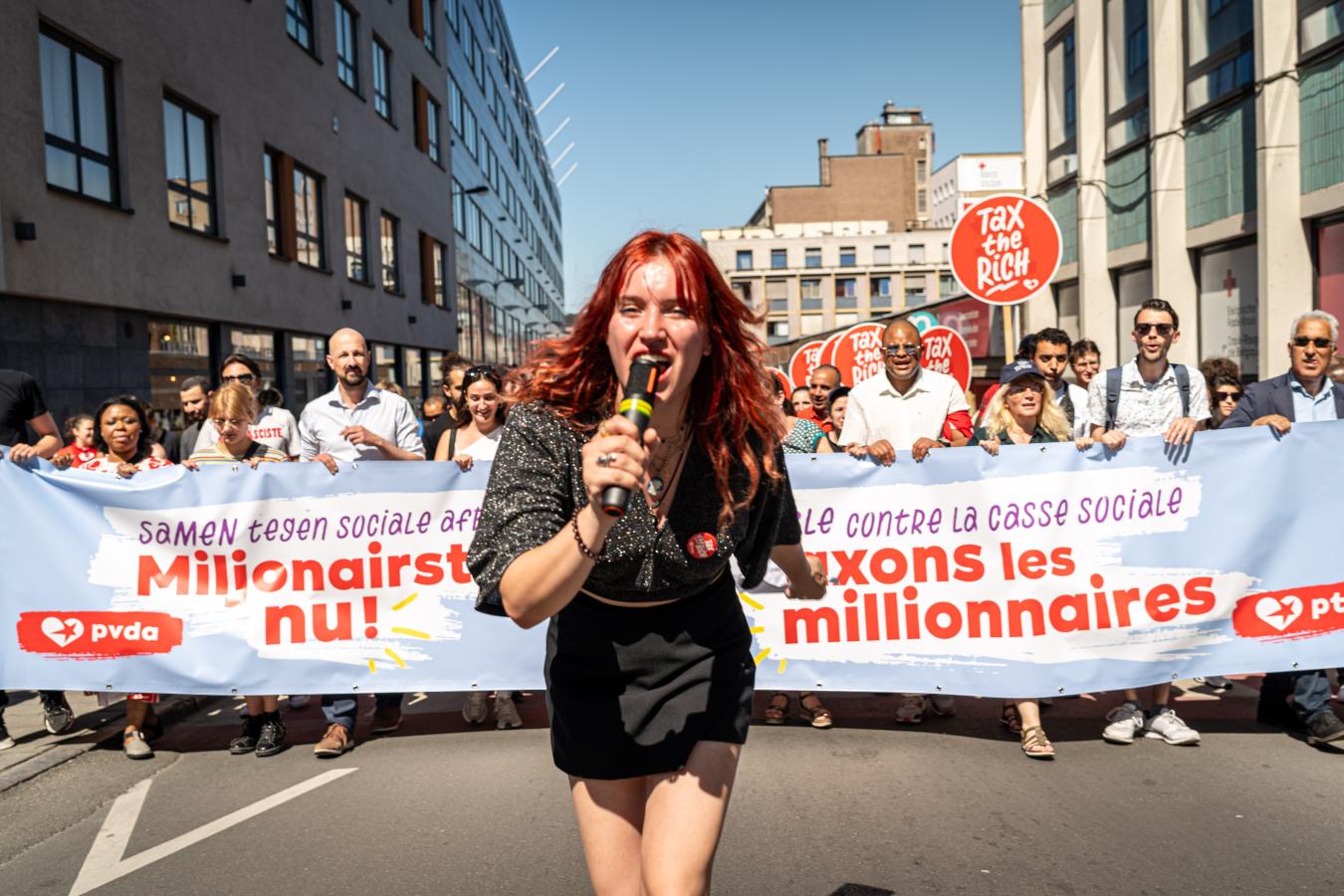 1 mei in Brussel met het blok van de PVDA