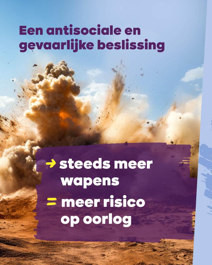 Beeld 3: Een antisociale en gevaarlijke beslissing -> steeds meer wapens = meer risico op oorlog