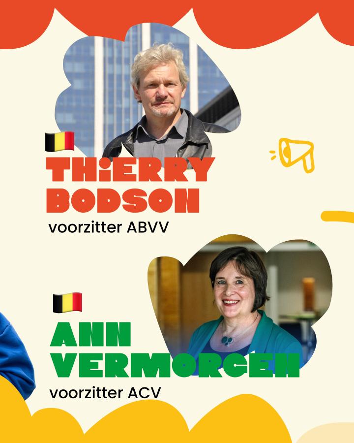 🇧🇪 Thierry Bodson voorzitter ABVV  🇧🇪 Ann Vermorgen voorzitter ACV
