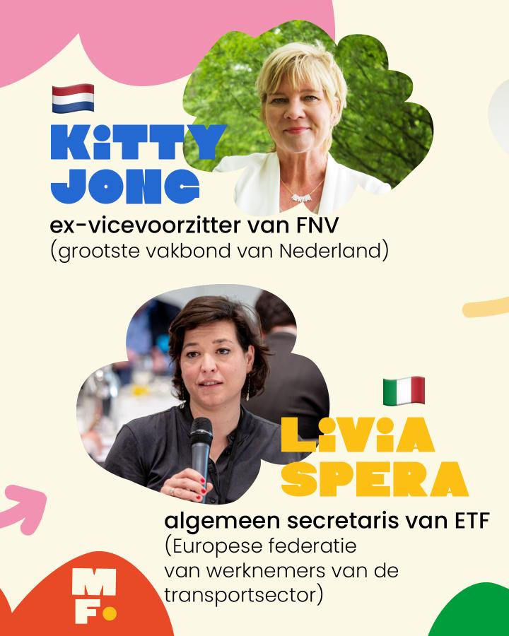 🇳🇱 Kitty Jong ex-vicevoorzitter van FNV (grootste vakbond van Nederland)  🇮🇹 Livia Spera algemeen secretaris van ETF (Europese federatie van werknemers van de transportsector)