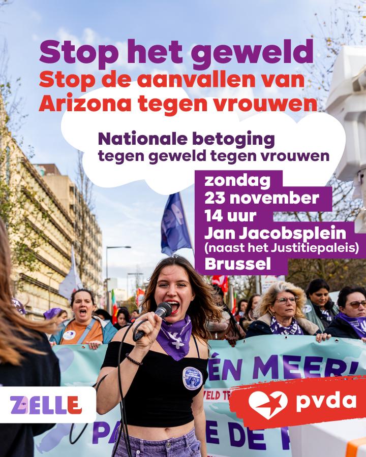 Stop het geweld Stop de aanvallen van Arizona tegen vrouwen. zondag 23 november 14 uur, Jan Jacobsplein, Brussel 