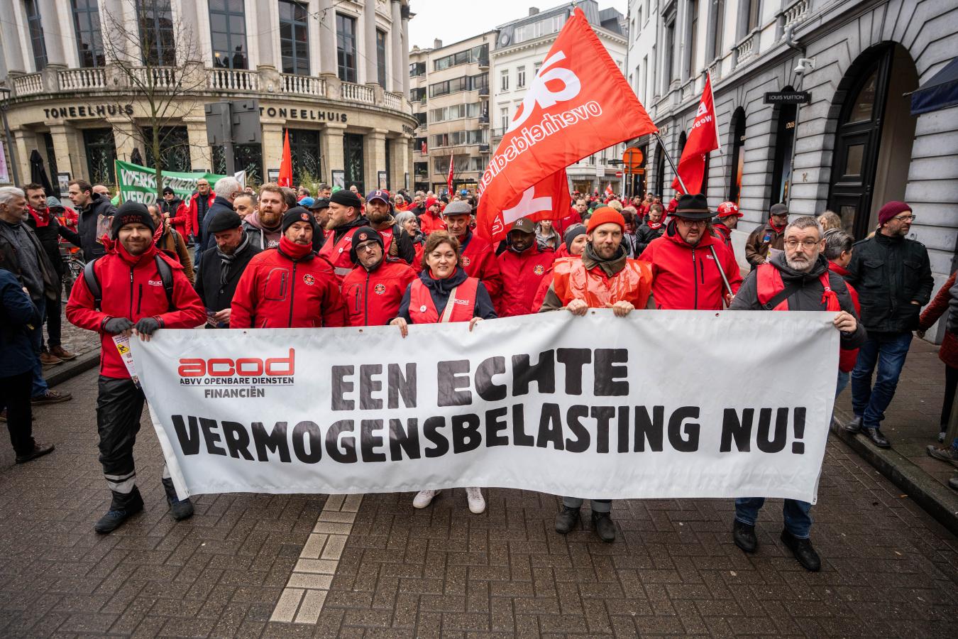 Blok van het ABVV tijdens de actiedag van 10 februari in Antwerpen