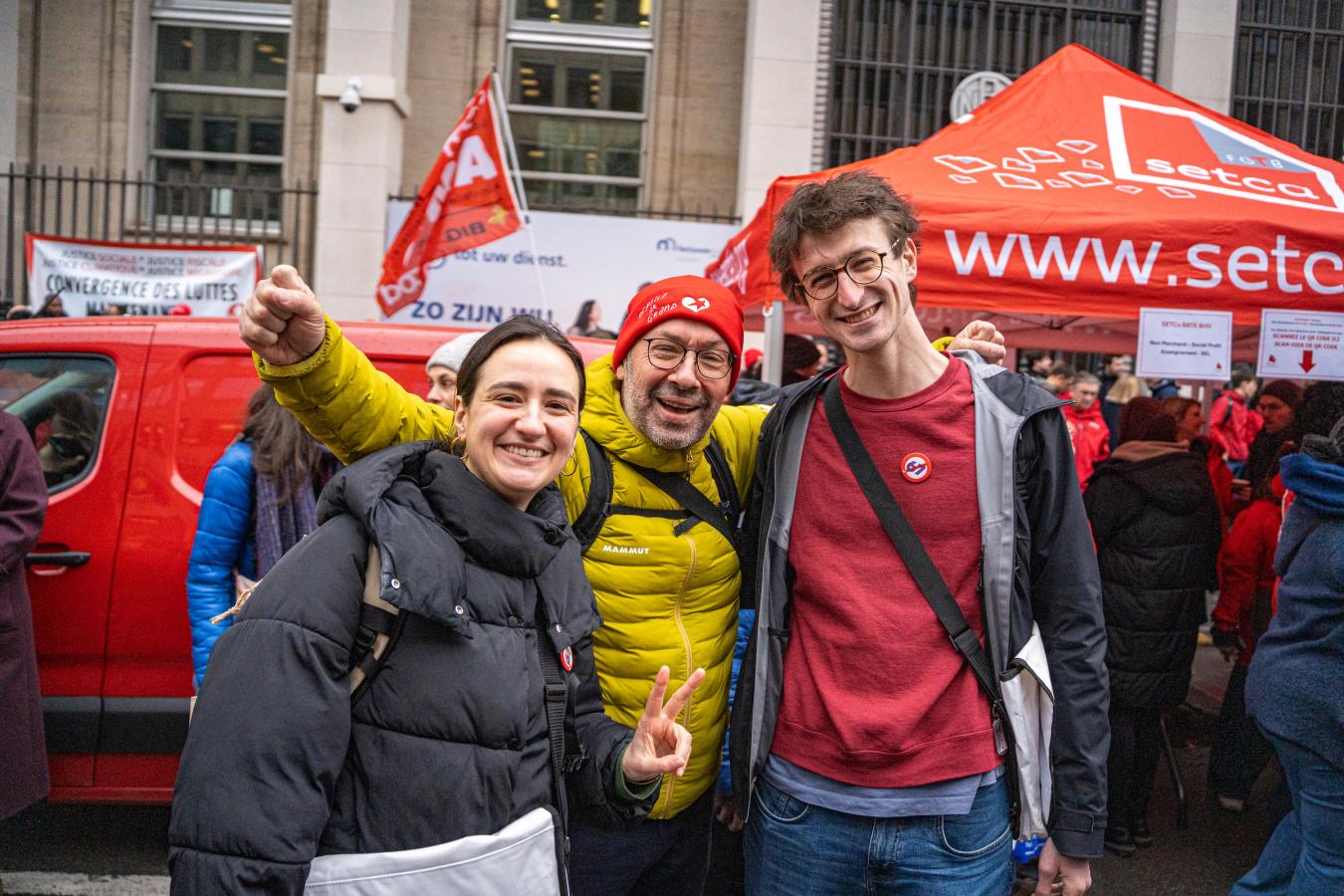 PVDA-militanten op de provinciale actiedag in Brussel op 12 februari
