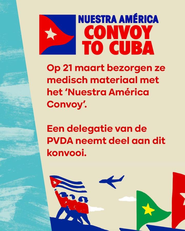 beeld 5: Op 21 maart bezorgen ze medisch materiaal met het ‘Nuestra América Convoy’. Een delegatie van de PVDA neemt deel aan dit konvooi.