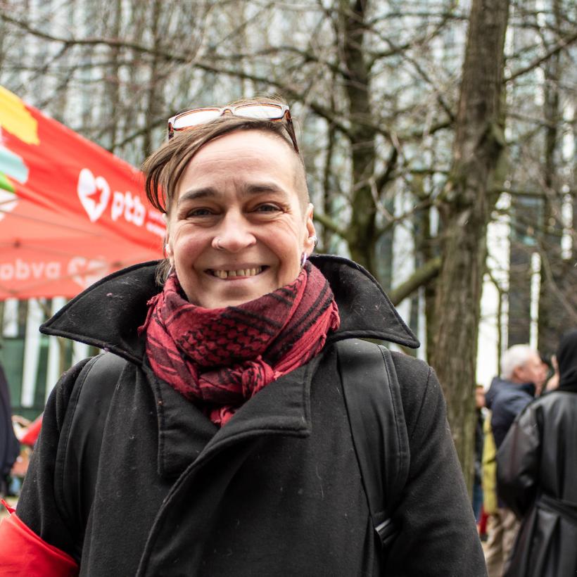 Annik Van den Bosch op een actie voor Palestina