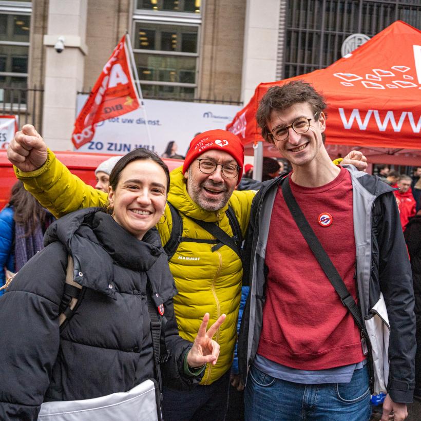 PVDA-militanten op de provinciale actiedag in Brussel op 12 februari