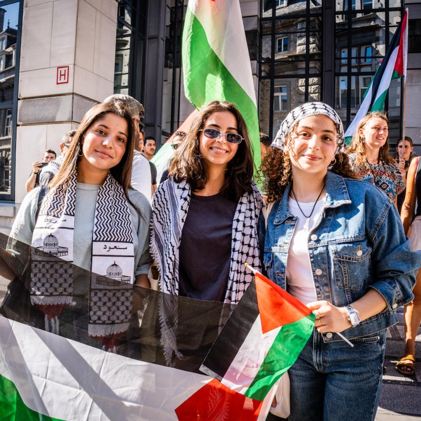Actie voor het ministerie van Buitenlandse Zaken in Brussel in solidariteit met het Palestijnse volk