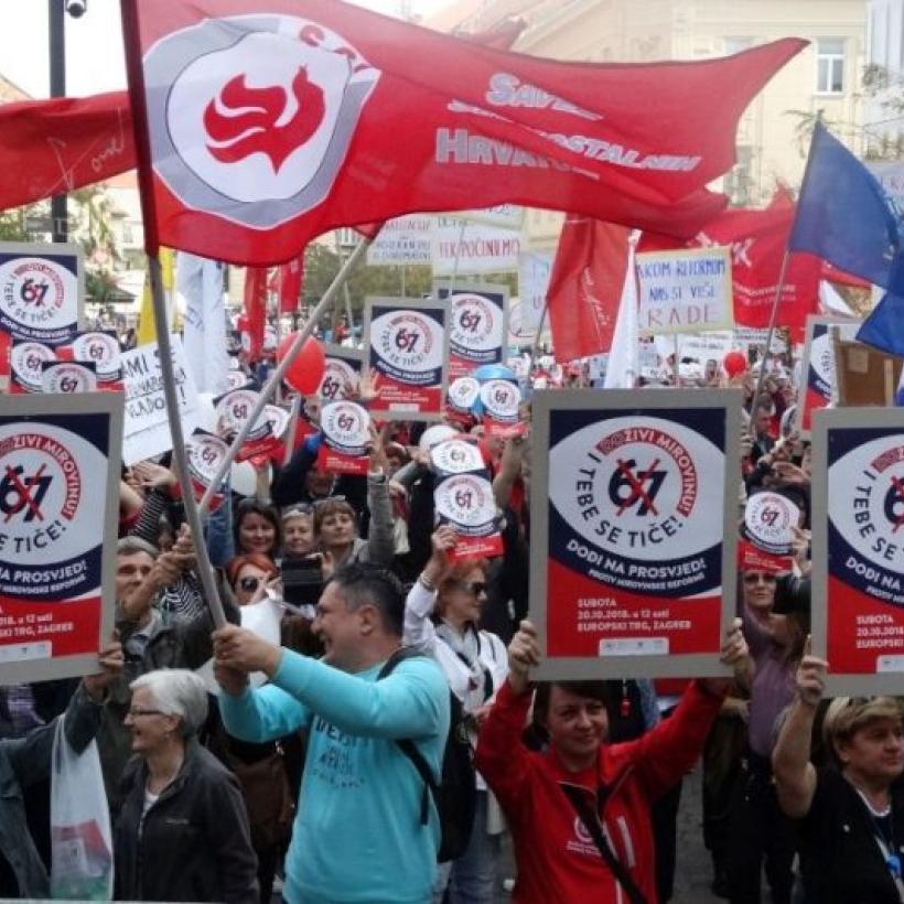 Photo de la campagne contre la pension à 67 ans en Croatie.