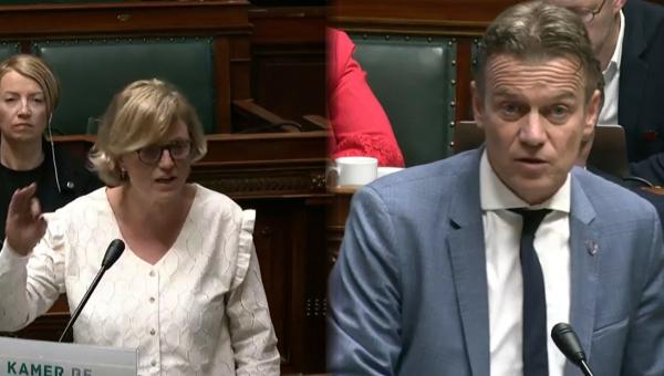 Montage van Sofie Merckx en minister Van Tigchelt