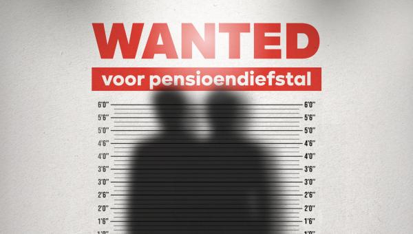 beeld: twee silhouetten van misdadigers. “Wanted voor pensioendiefstal”